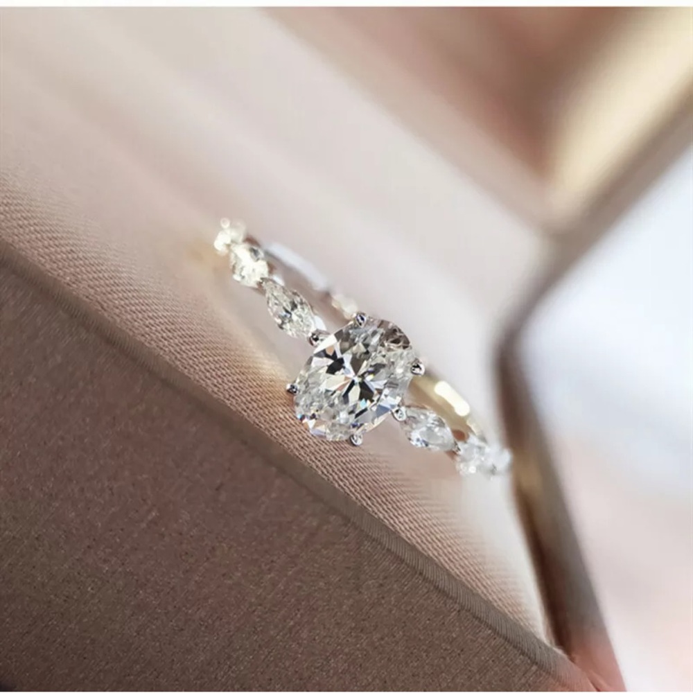 Shine 925 Silver Wedding Rings White Sapphire Ring - Picture 3 of 5